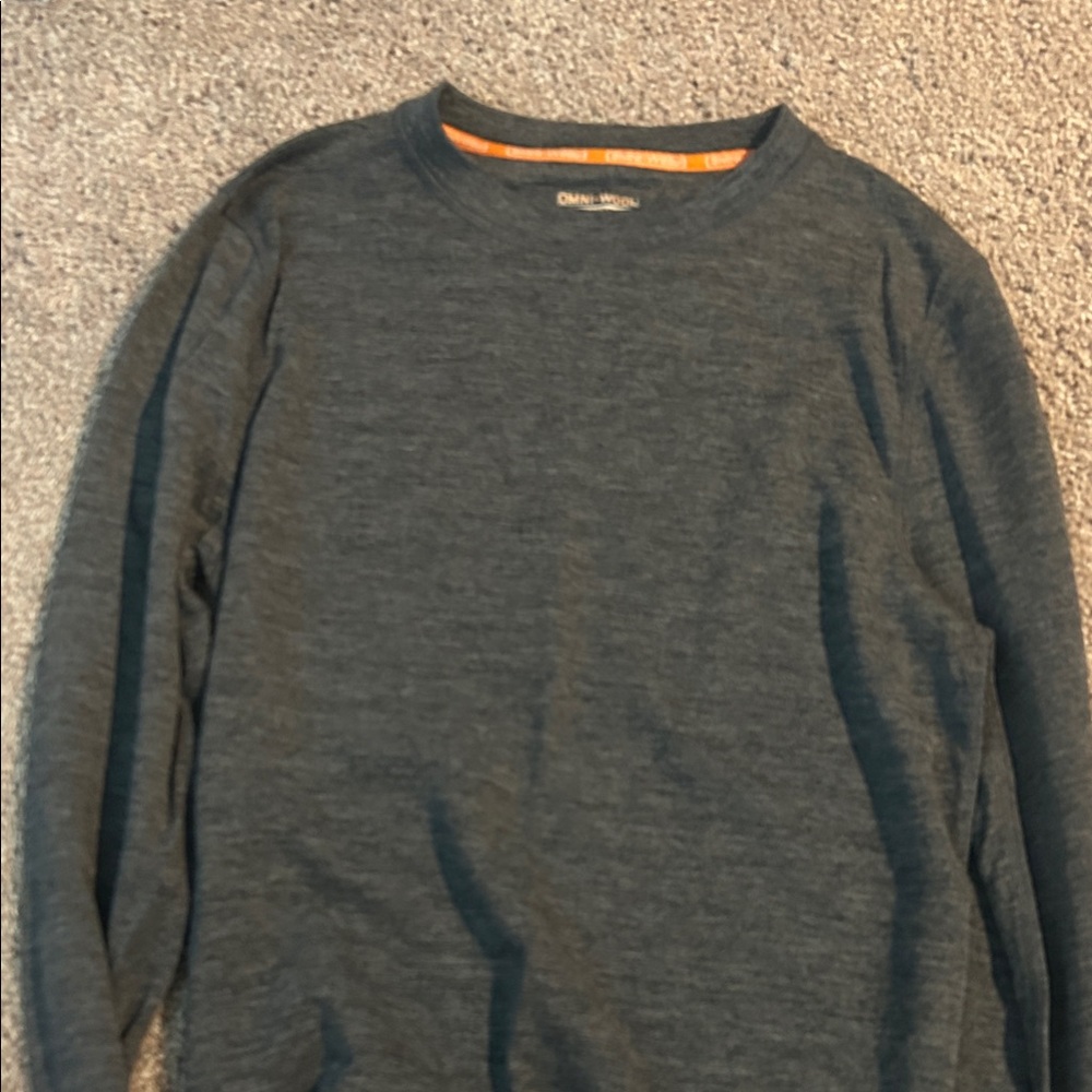 Omni Wool Dark Gray Long Sleeve Wool Shirt
